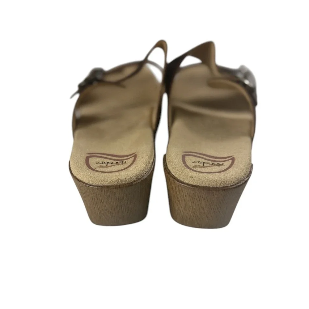 Dansko Sophie Floral Tooled Brown Leather Slide Sandals EU 41 US 10.5